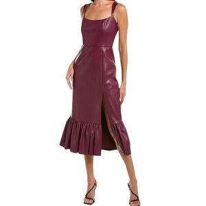 Sachin + Babi purple faux leather Midi Dress with Ruffled Hem